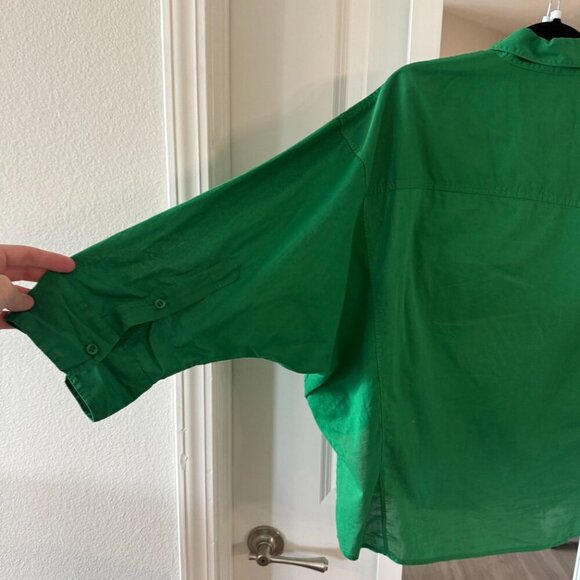 A Shirt Thing Green Button Up Long Sleeve Blouse Size XS - Picture 5 of 6